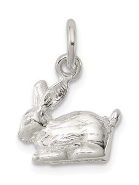 925 Sterling Silver Mini 3-D Easter Bunny Rabbit Bracelet Charm Necklace Pendant